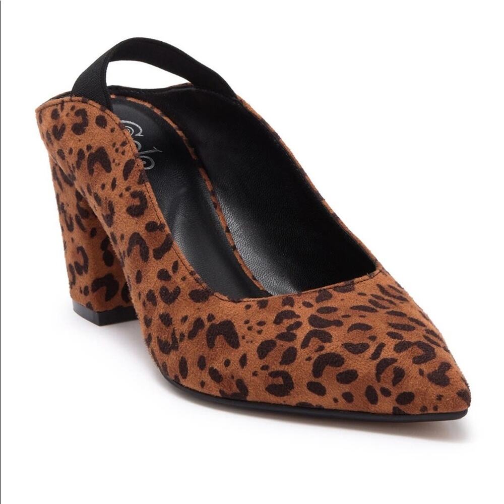Golo Women's Carly Suede Leopard Slingback Pointed Toe Pump In Brown Size 9.5‎